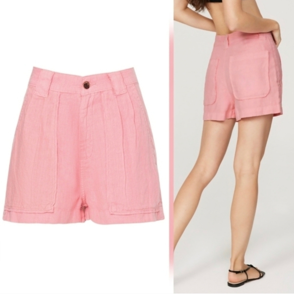 DL1961 Pink Marie Shorts In Pink Linen Chino Size M - Picture 1 of 10